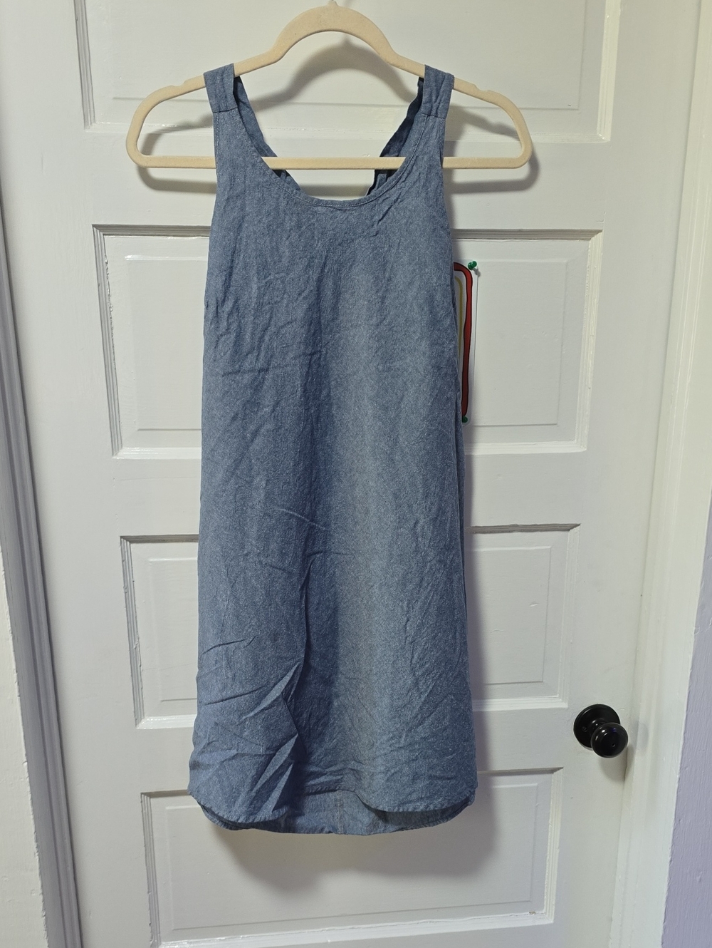 P.S. Kate Backless Tank Style Chambray Midi Dress in Light Blue
